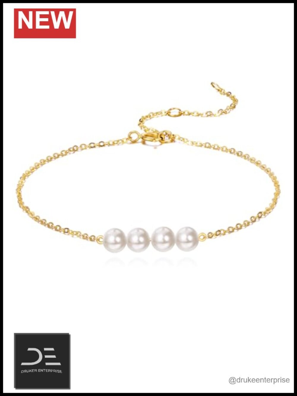 14K Solid Gold Freshwater Pearl Bracelet Dainty Real Gold Chain